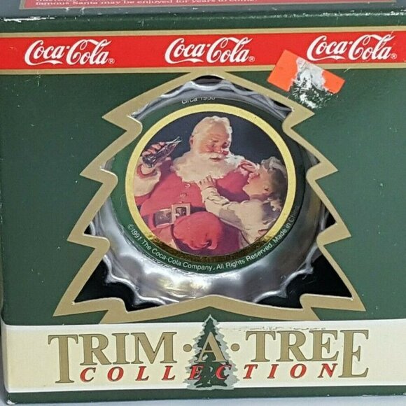 NEW Vintage Coca-Cola Bottle Cap Ornaments Santa circa 1938 Set of 5 Trim a Tree - Picture 1 of 4